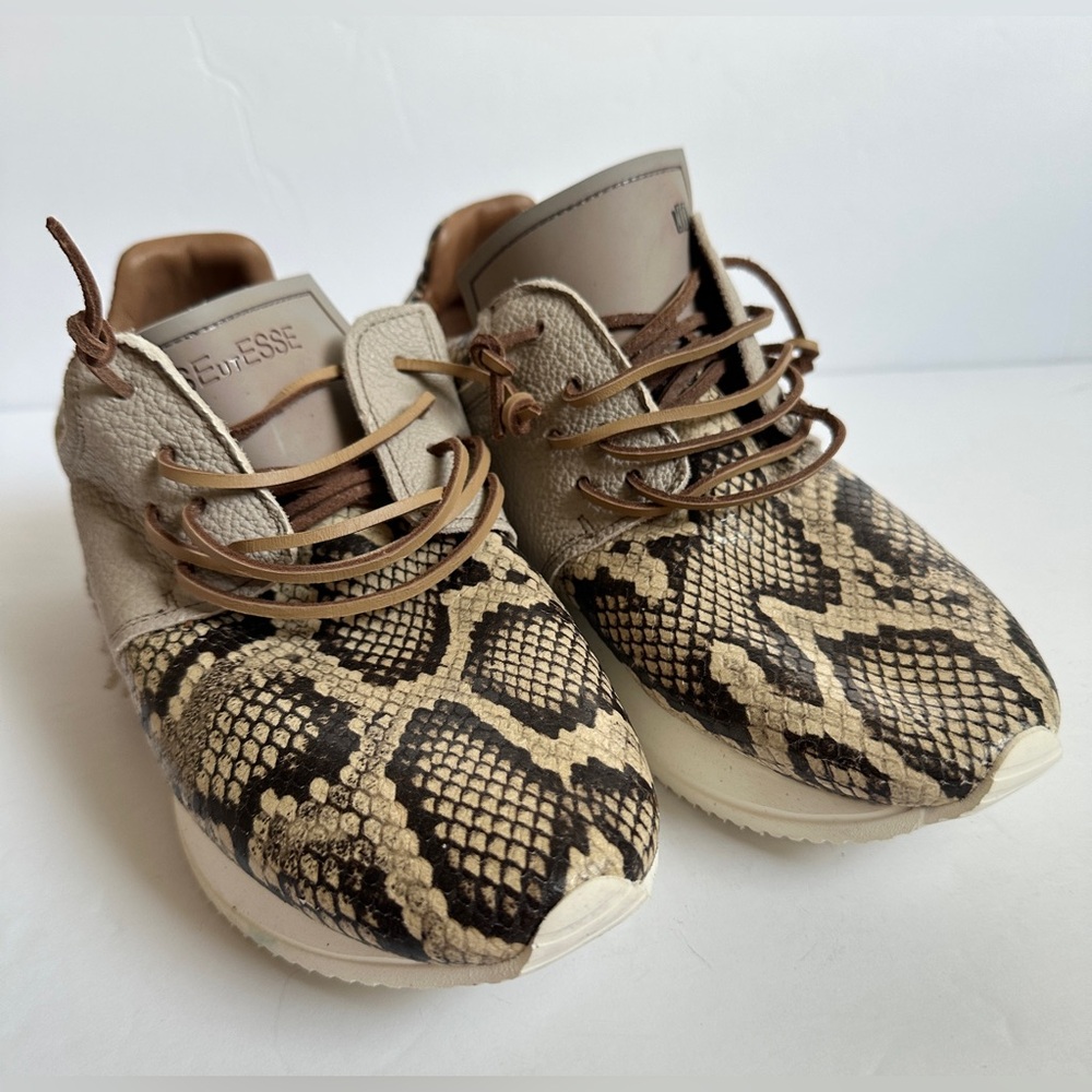 Esse ut Esse Python Leather Fringe Sneakers Shoes Size 38 Made In Italy Lace Up